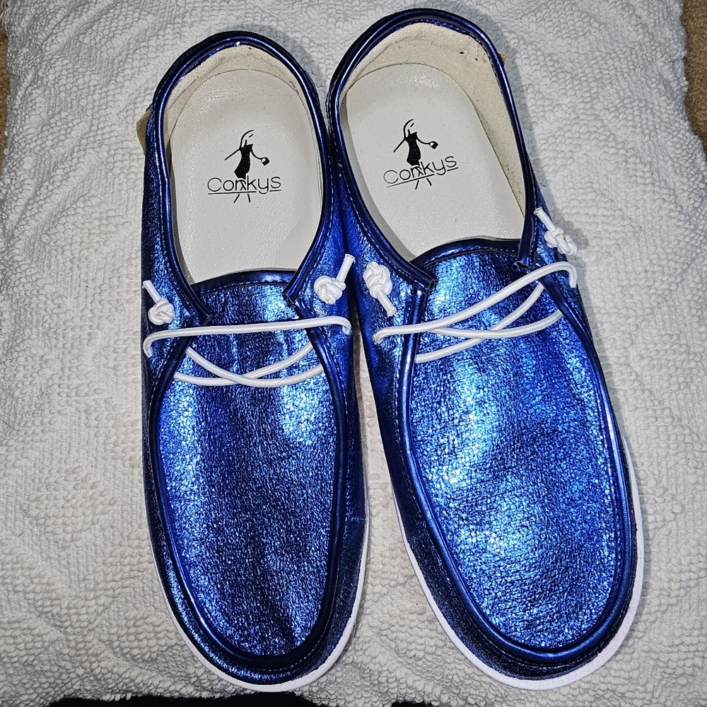 Corkys Shimmering Blue Loafers
